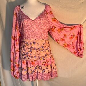 Pink Ripple floral mini dress NWT